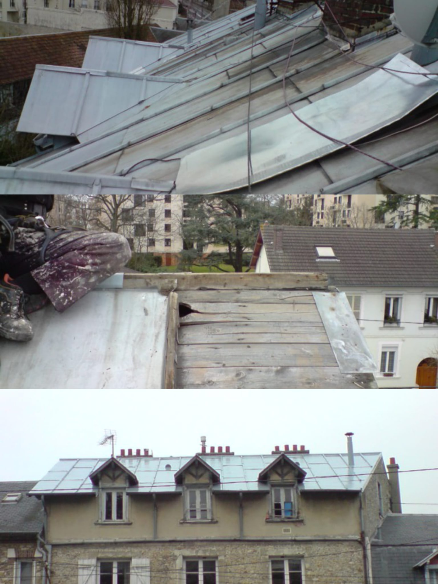 Travaux de zinguerie sur toiture parisienne : reprise du platelage et couverture zinc terminée