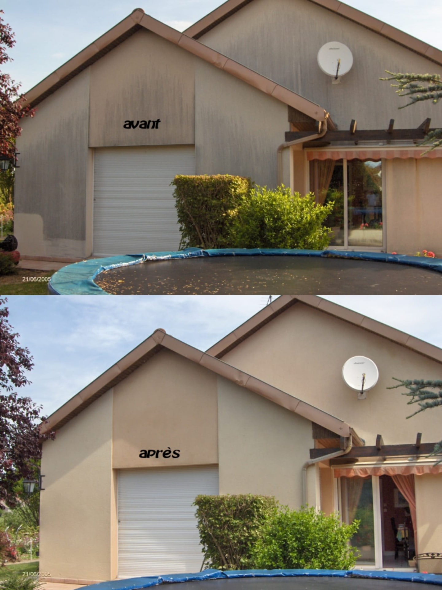 Façade avant et après nettoyage et ravalement