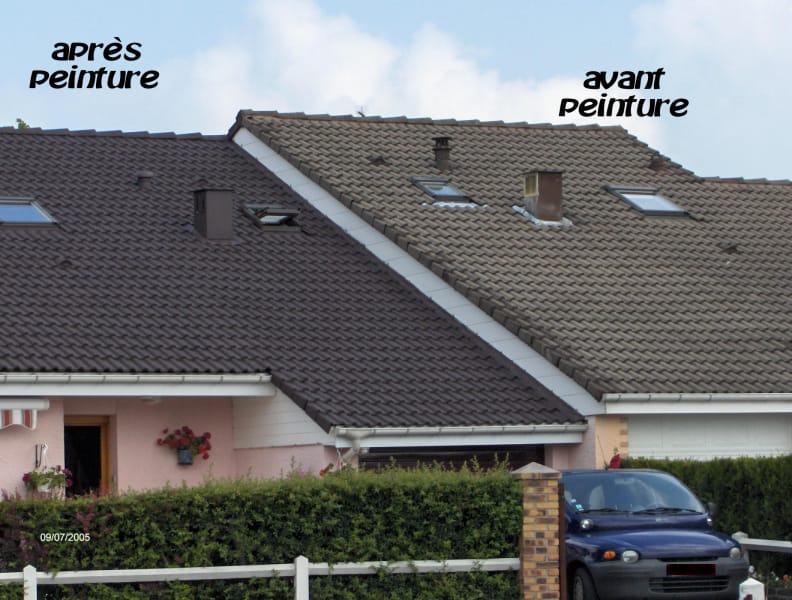 Comparatif avant / après peinture de toiture